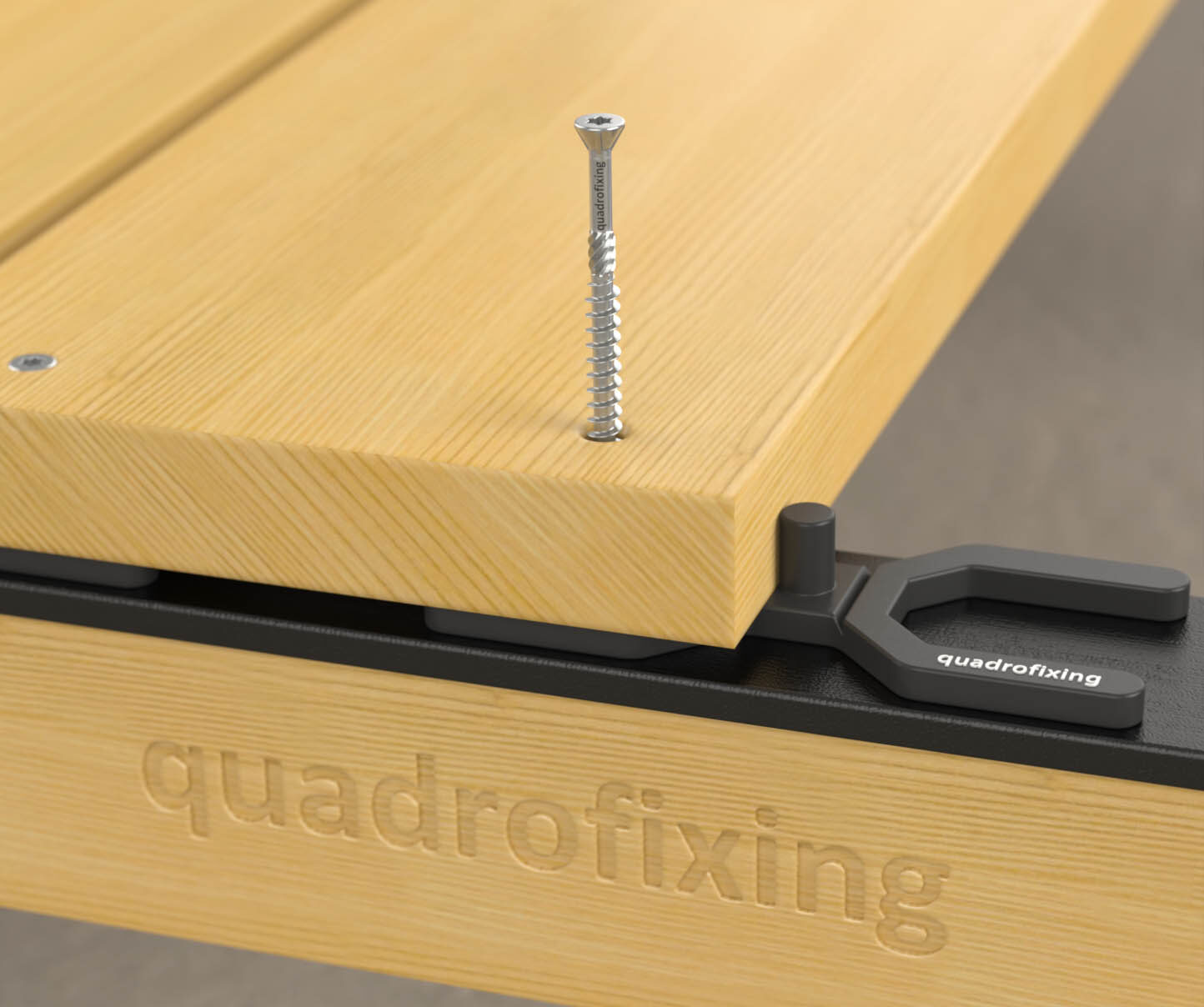 Terasové vruty QUADROFIX C2 v kombinaci s podložkami QUADRO H a páskou QUADRO TAPE.